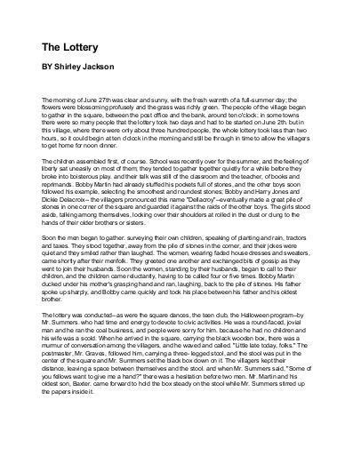 introductory paragraph the lottery.
